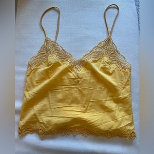 Yellow silk & cotton La Perla camisole